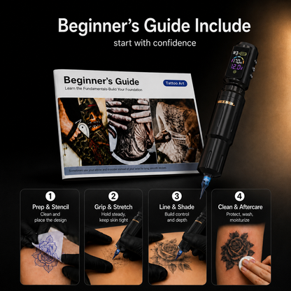 Tattoo Kit - Neebol Wireless Tattoo Gun Kit for Beginner A10 & 68M, Dual Batteries