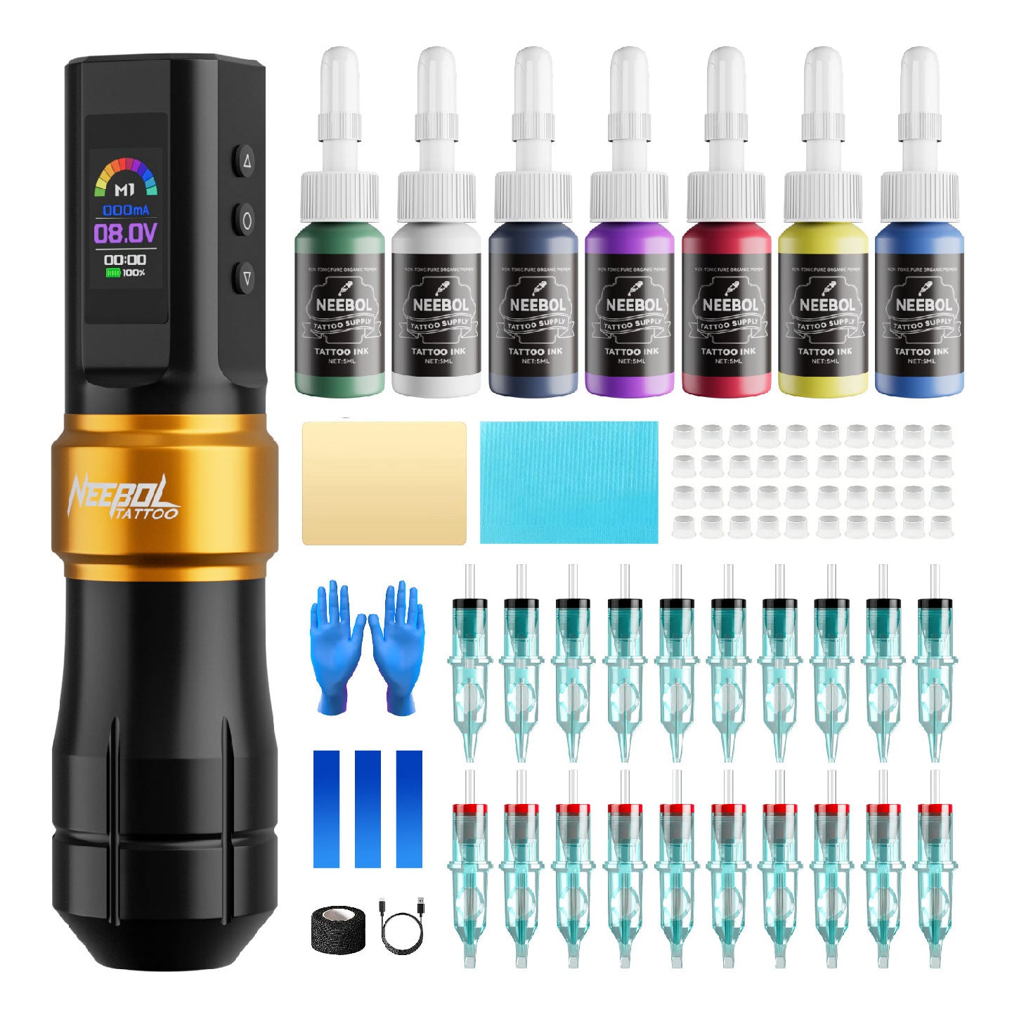 Tattoo Kit - Neebol F6 Wireless Tattoo Machine Starter Kit Ergonomic