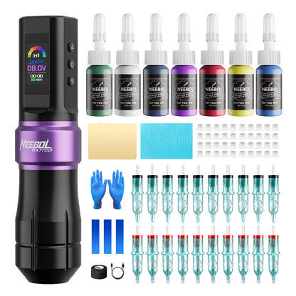 Tattoo Kit - Neebol F6 Wireless Tattoo Machine Starter Kit Ergonomic