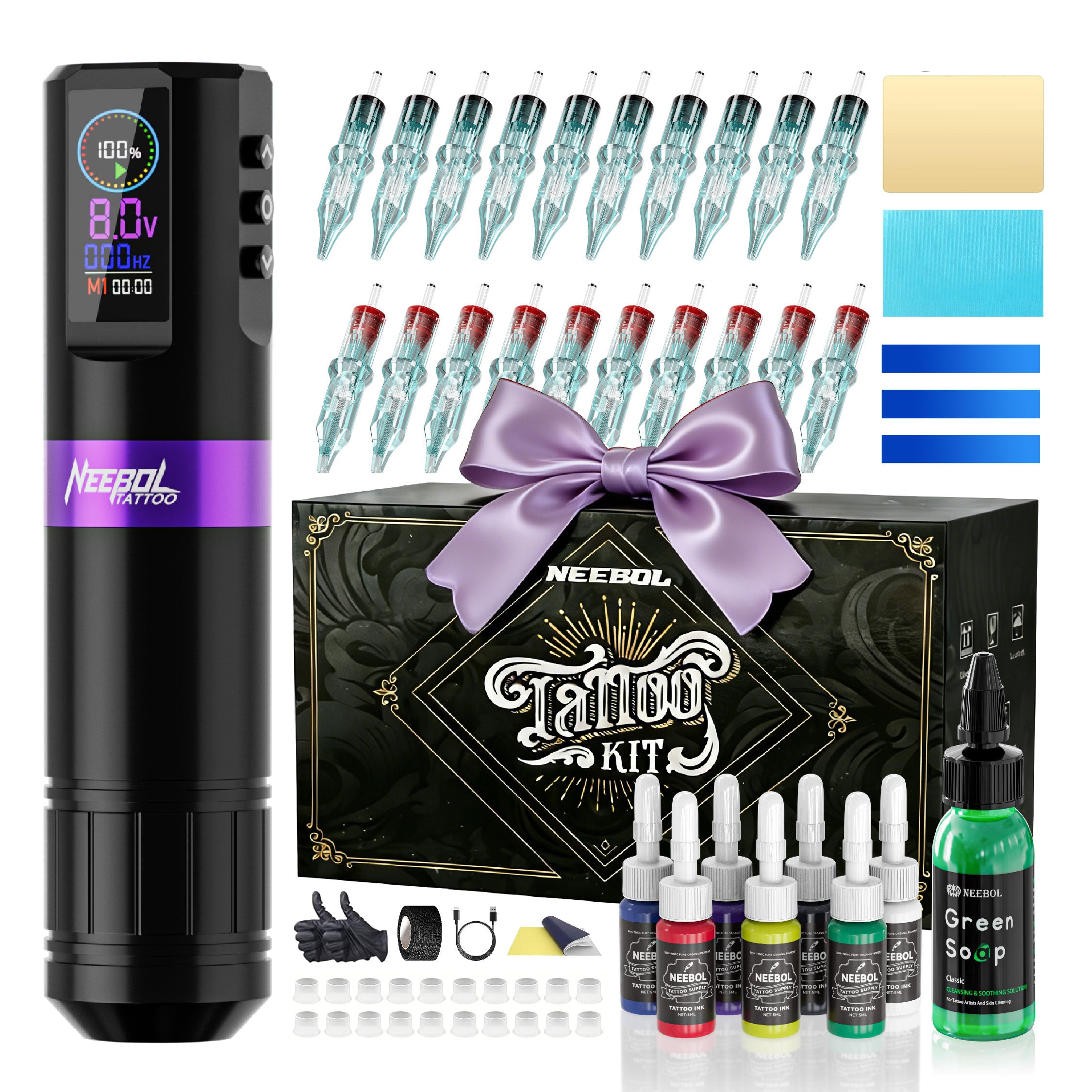 Tattoo Kit - Neebol F7 Wireless Tattoo Machine Starter Kit