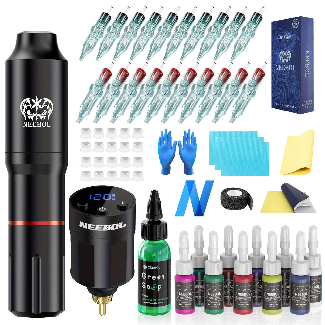 Tattoo Kit - JT28 Tattoo Machine & WX6 Power Supply - Neebol
