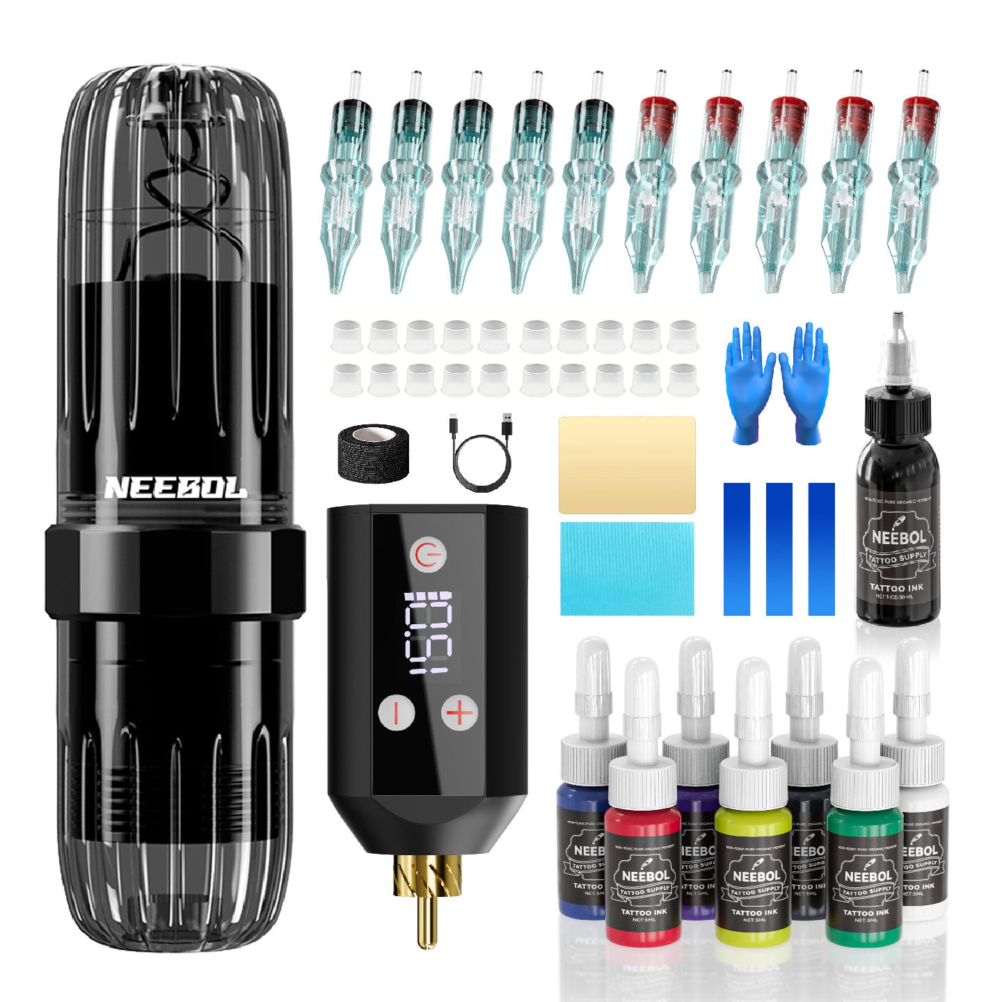 Tattoo Kit - Neebol Rotary Tattoo Machine Kit MACA & WX67