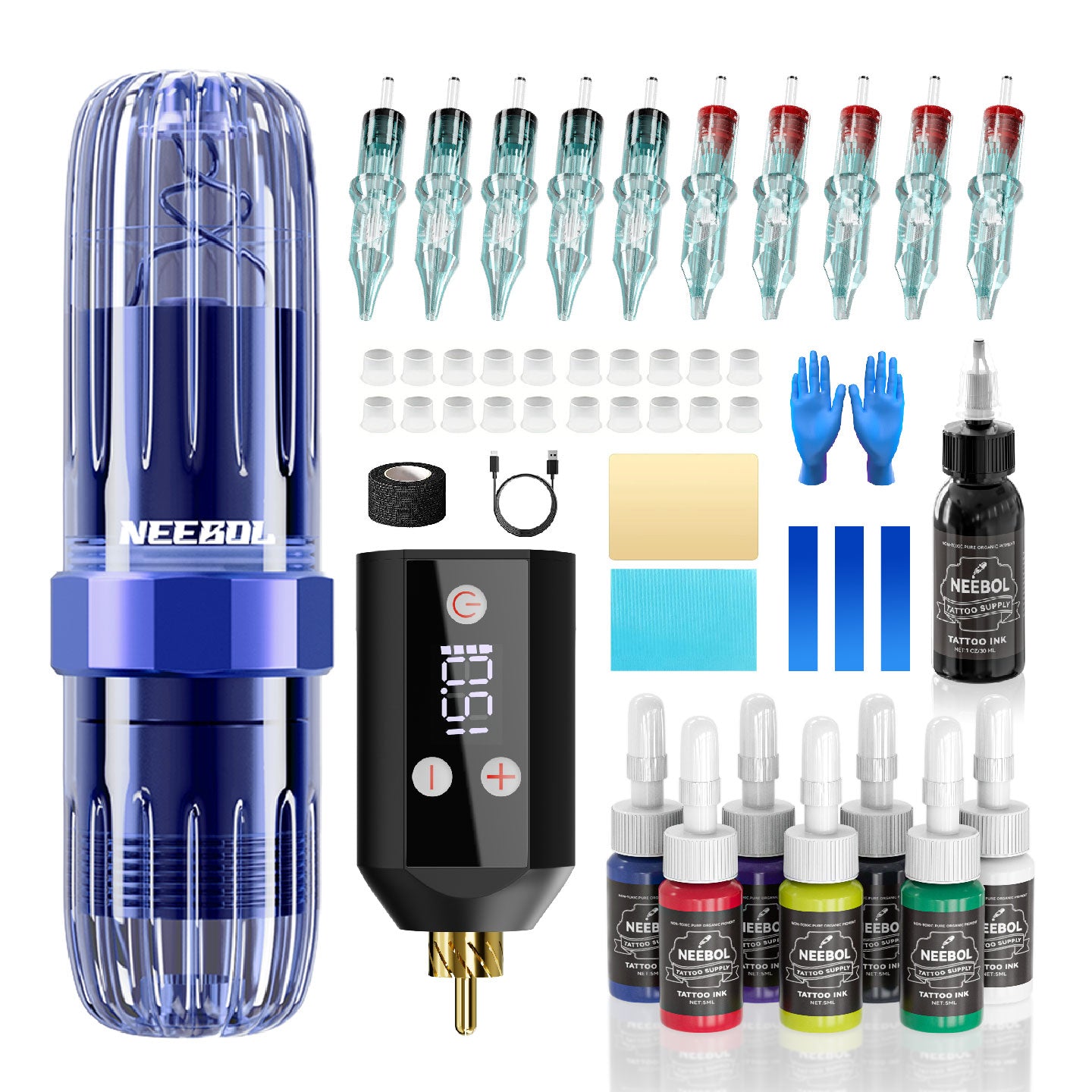 Tattoo Kit - Neebol Rotary Tattoo Machine Kit MACA & WX67