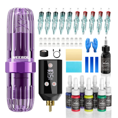Tattoo Kit - Neebol Rotary Tattoo Machine Kit MACA & WX67