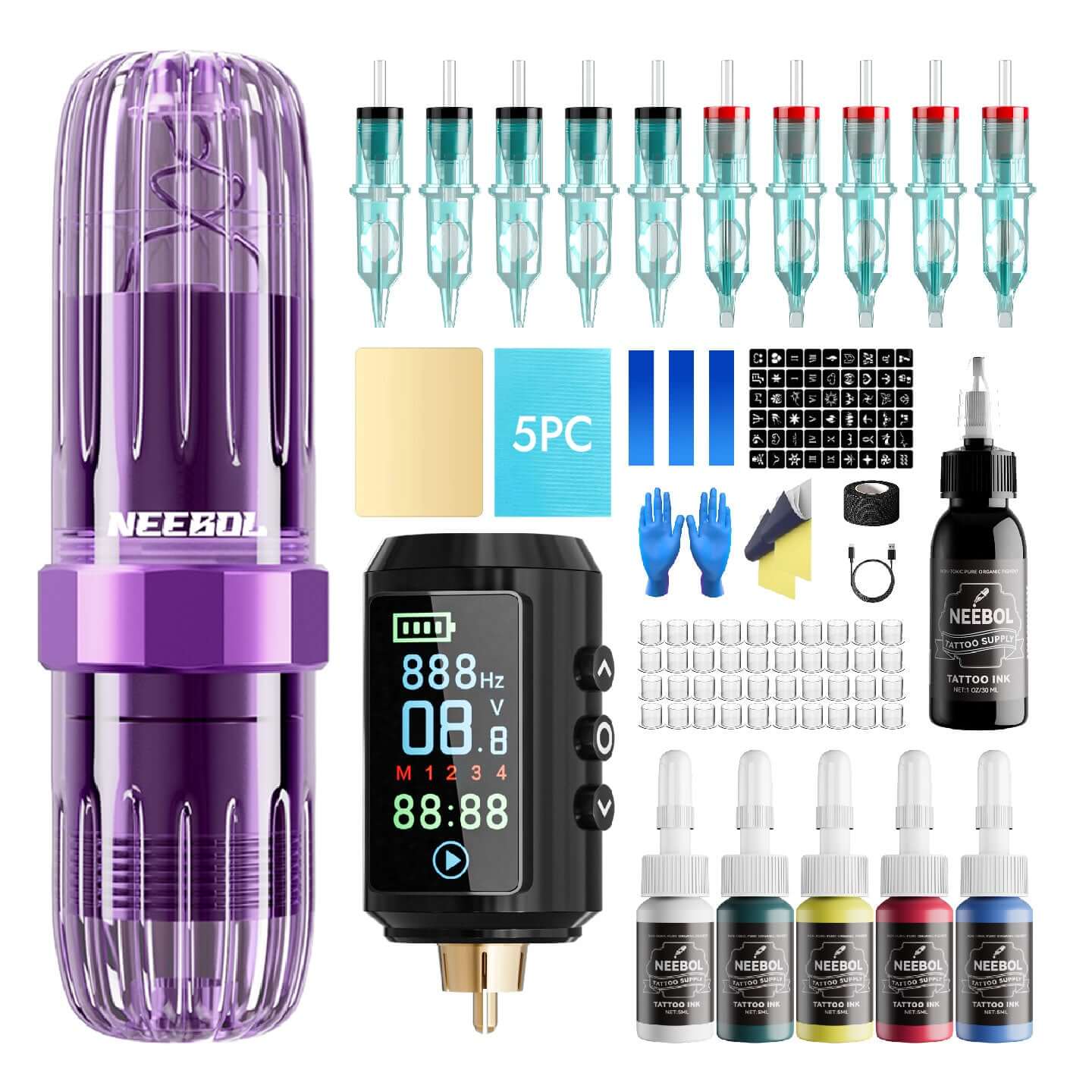 Tattoo Kit - Neebol Wireless Tattoo Machine Starter Kit MACA & 67M