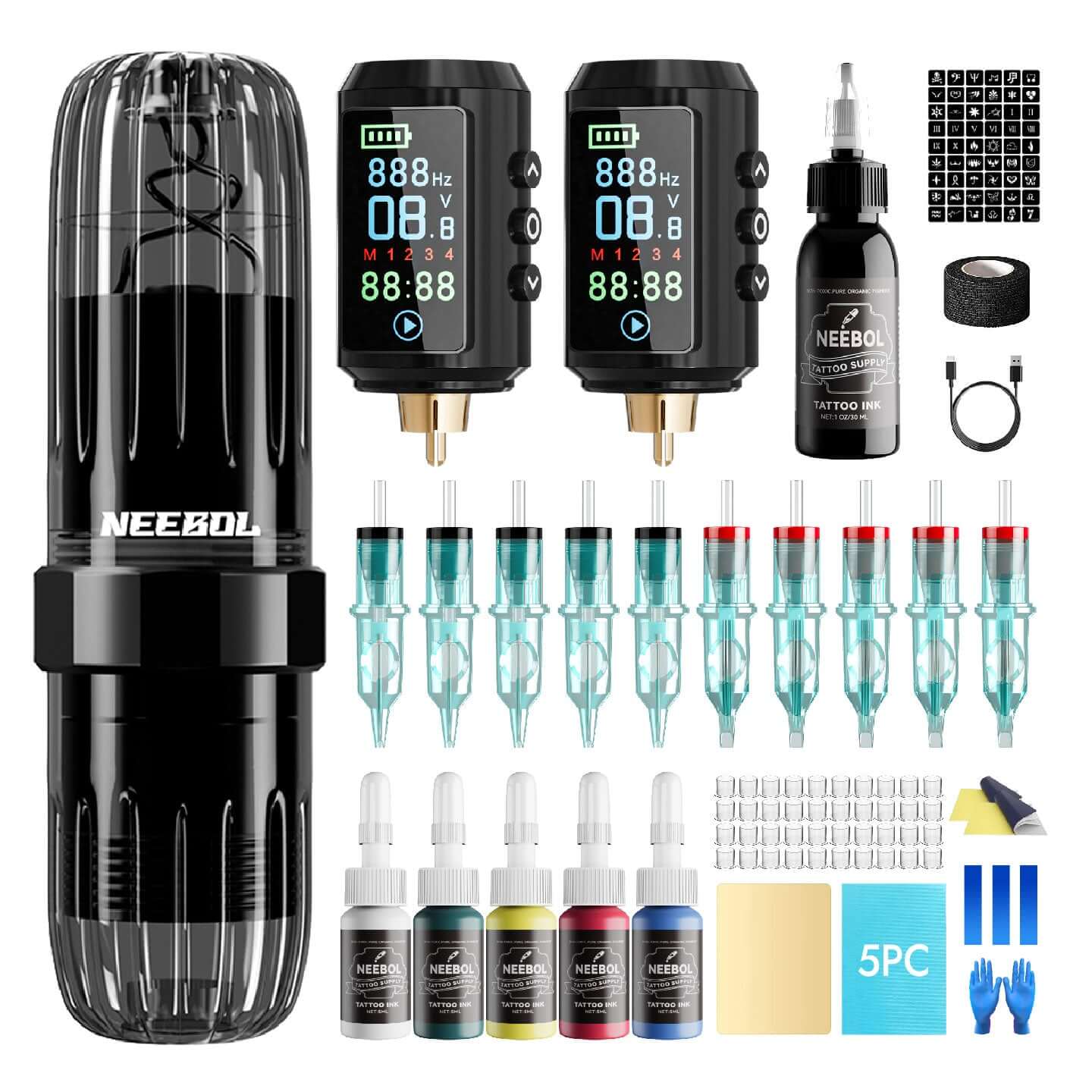 Tattoo Kit - Neebol Wireless Tattoo Machine Starter Kit MACA & 67M