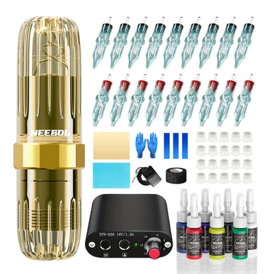 Tattoo Kit - Neebol Rotary Tattoo Gun Starter Kit with Pedal MACA & YX01