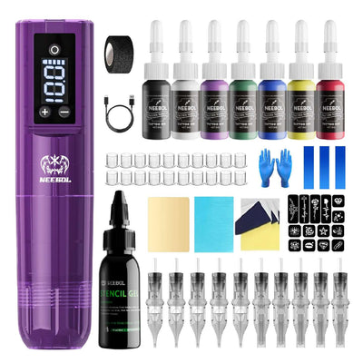 Tattoo Kit - Neebol PX02 Wileless Tattoo Pen Starter Kit with Stencil Gel