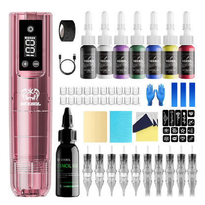 Tattoo Kit - Neebol PX02 Wileless Tattoo Pen Starter Kit with Stencil Gel