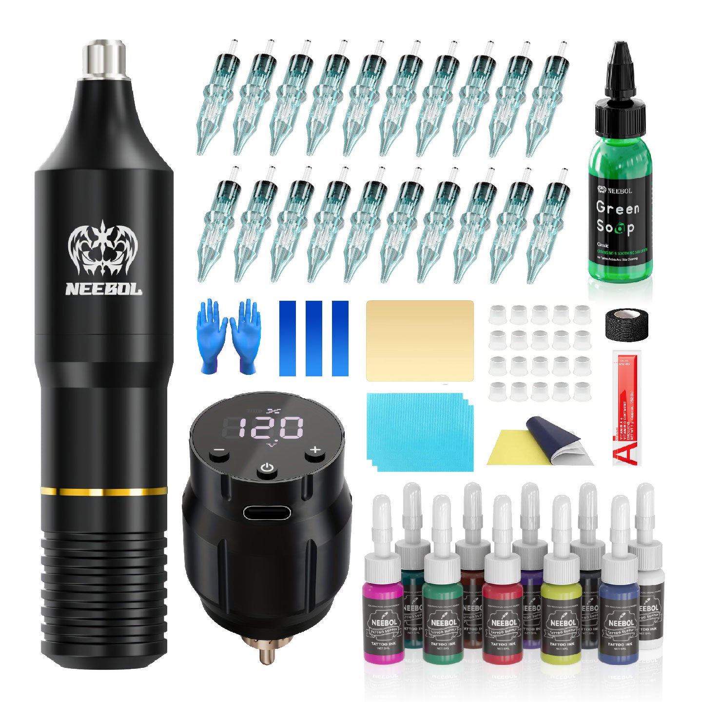 Tattoo Kit - Neebol Wireless Tattoo Gun Starter Kit VEX & PDY
