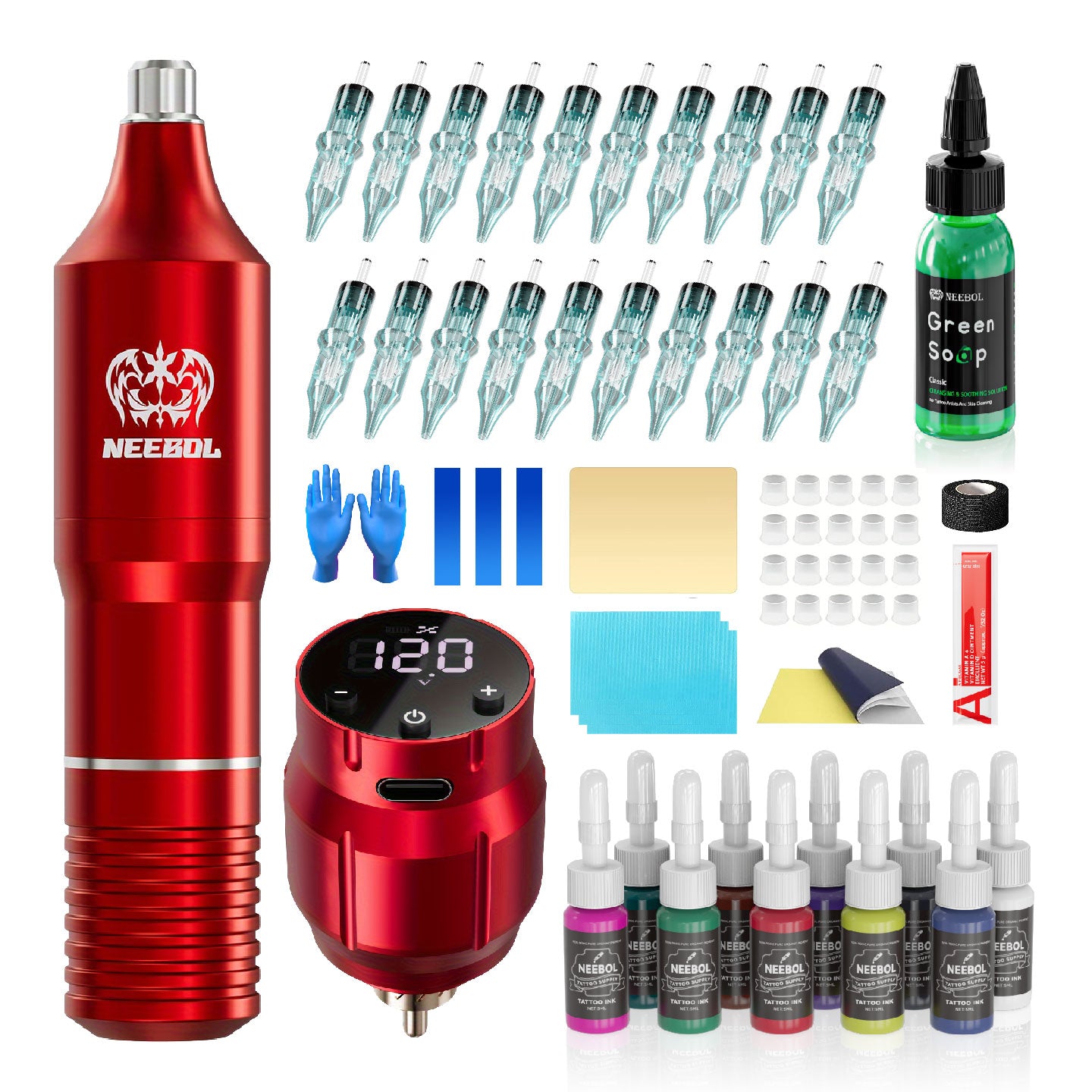 Tattoo Kit - Neebol Wireless Tattoo Gun Starter Kit VEX & PDY