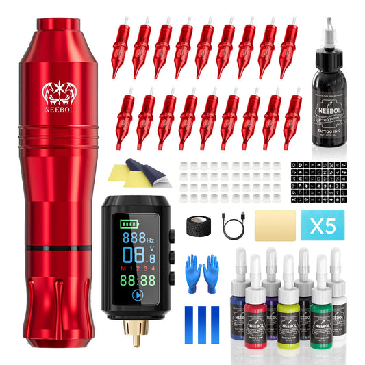 Tattoo Kit - Neebol Rotary Starter Tattoo Gun Kit BT & 67M