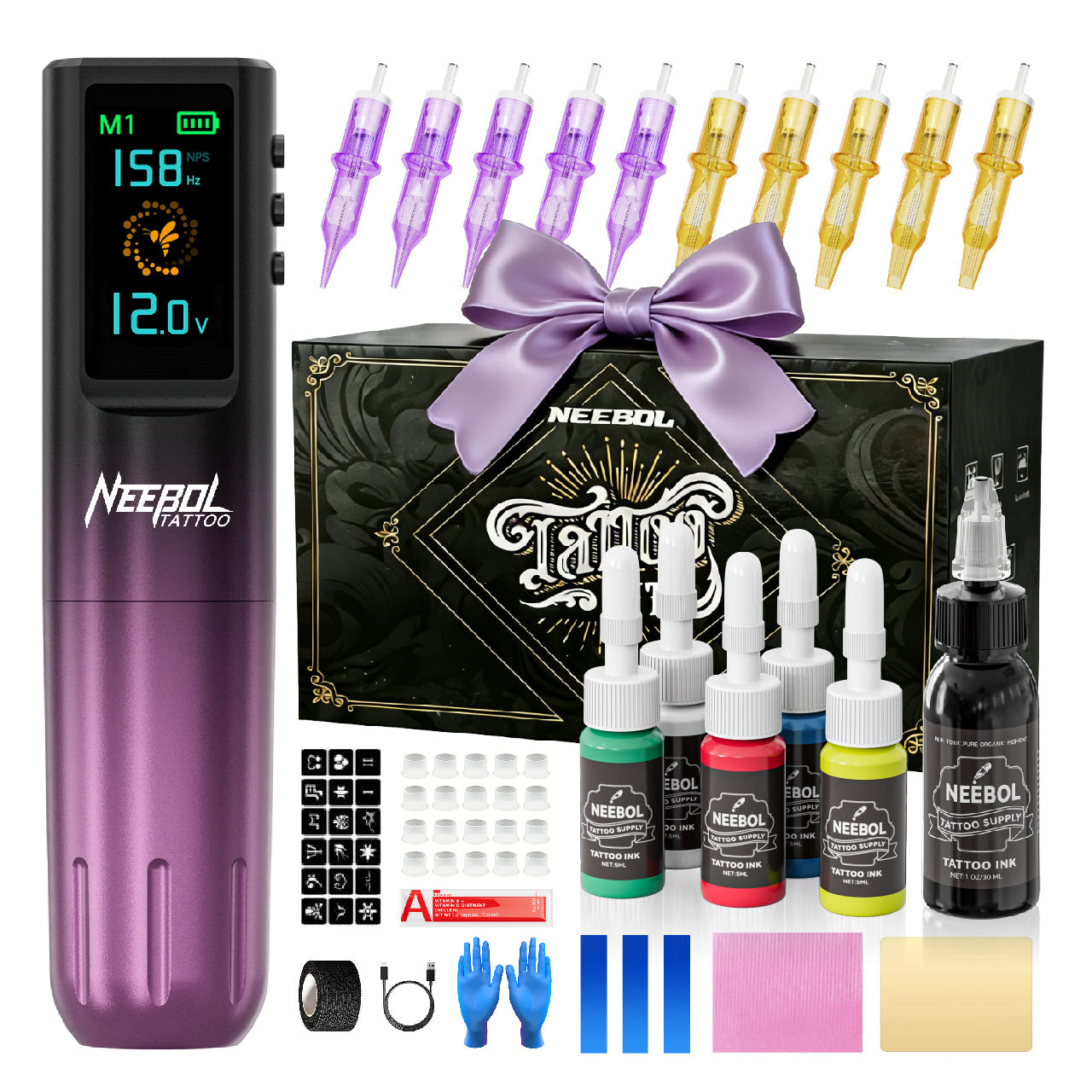 Tattoo Kit - Neebol QT81 Wireless Starter Tattoo Gun Kit