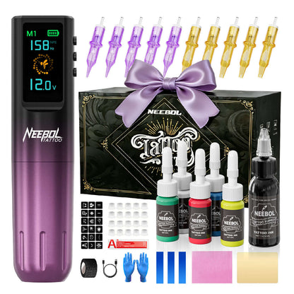 Beginner Tattoo Kit - Wireless Tattoo Machine QT81 | Neebol