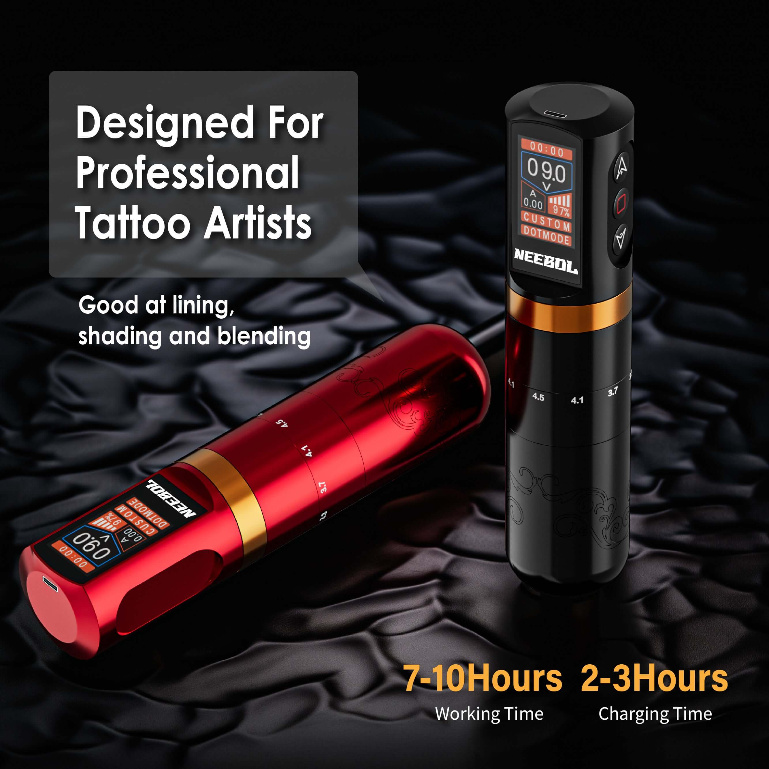 Neebol Tattoo Machine R2 PRO, 2.5-4.5MM Stroke, Dual Batteries