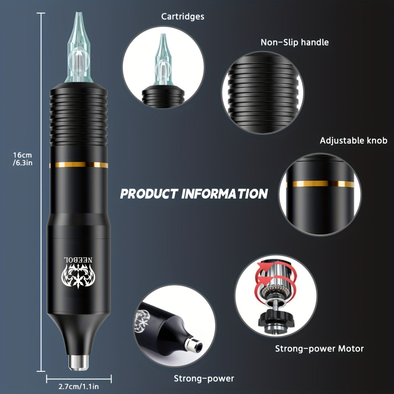 Tattoo Kit - Neebol Rotary Tattoo Pen Starter Kit with Pedal VEX & YX01