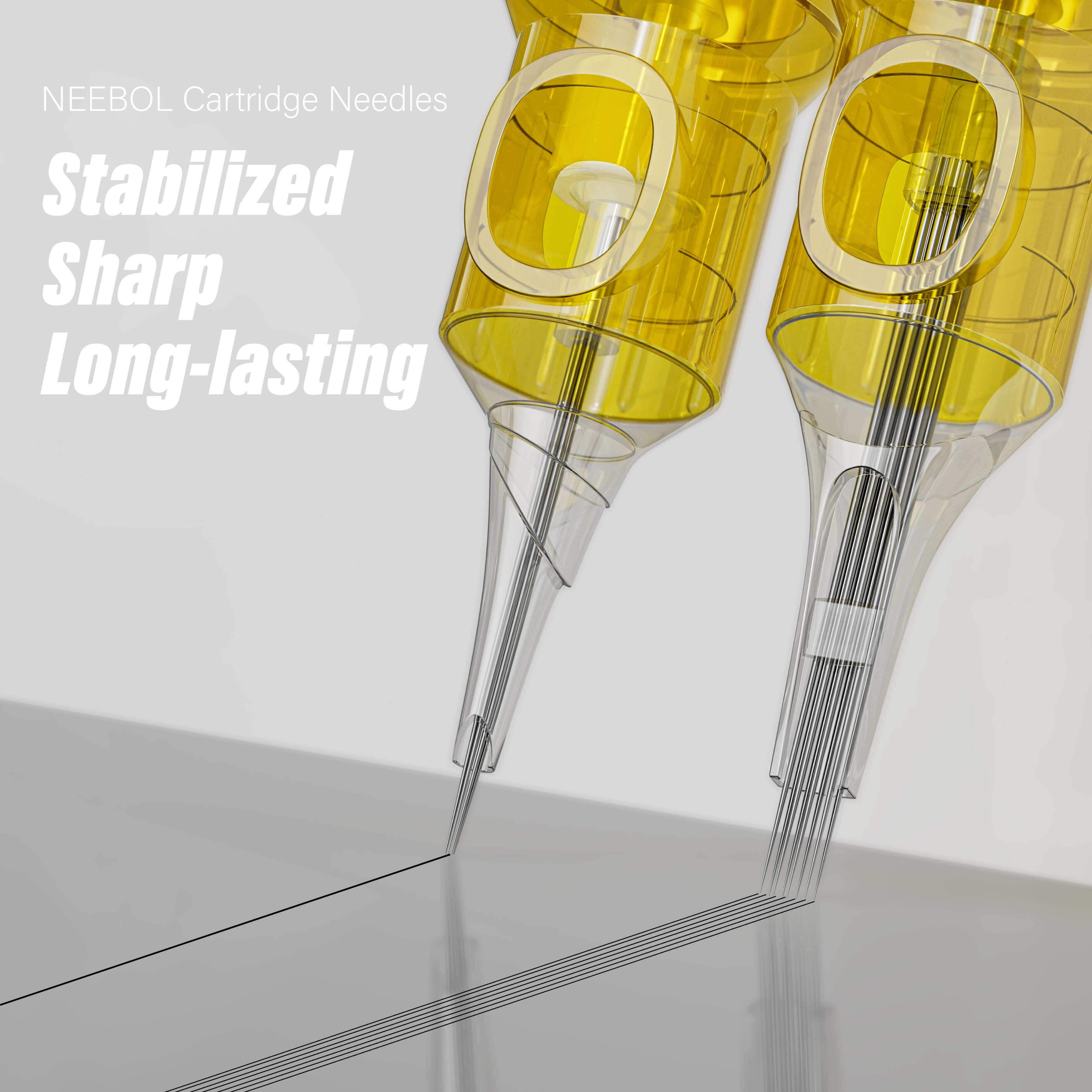 Tattoo Needle Cartridges - 50pc Round Liner | Neebol GOLDEN