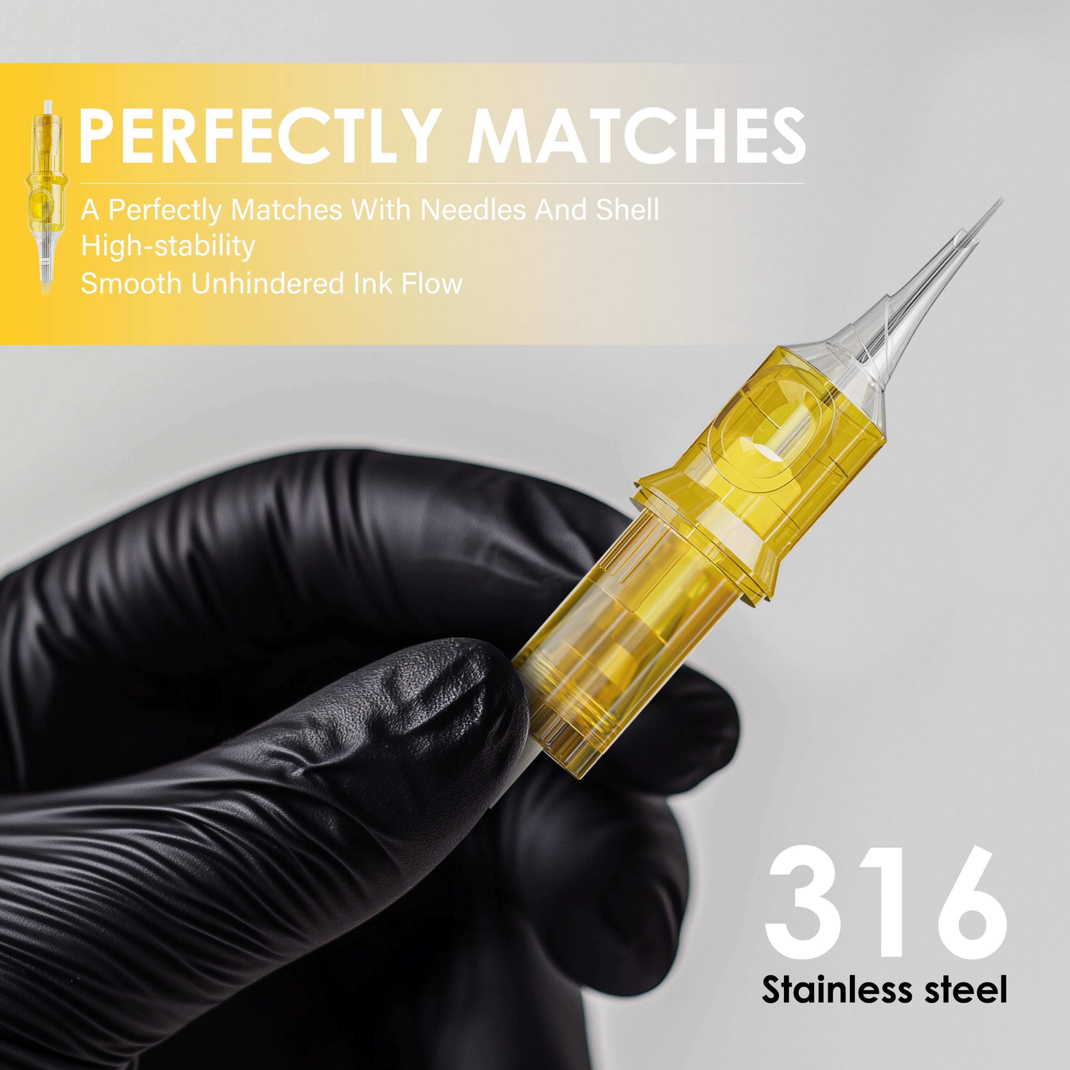 Tattoo Needle Cartridges - 50pc Round Liner | Neebol GOLDEN